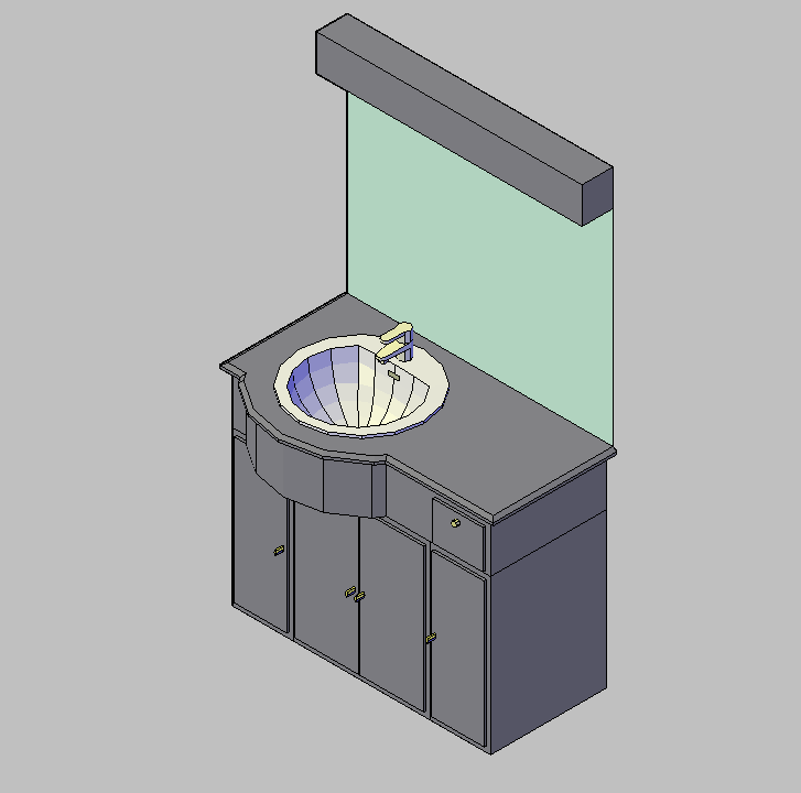 Bloque Autocad Vista de Mueble Baño 10 en 3D